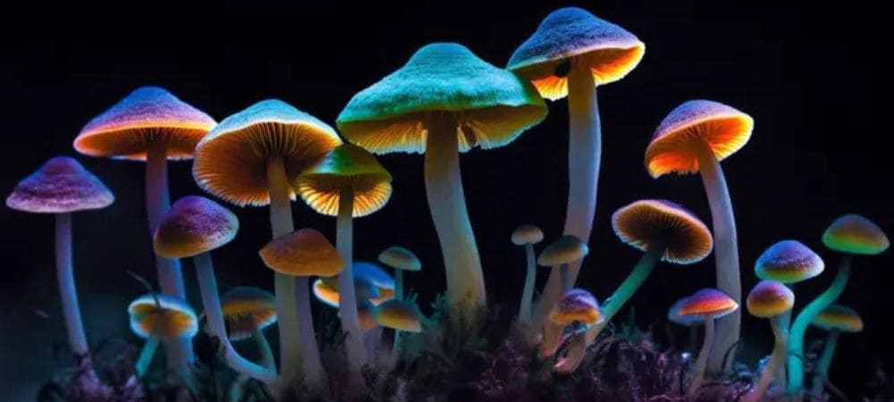 Visual representation of magic mushrooms associated with psychedelic experiences and altered perception