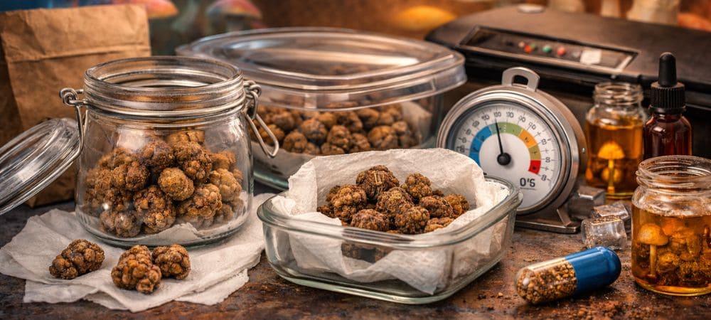 Comment conserver correctement les truffes magiques en utilisant différents formats et récipients hermétiques avec contrôle de l’humidité